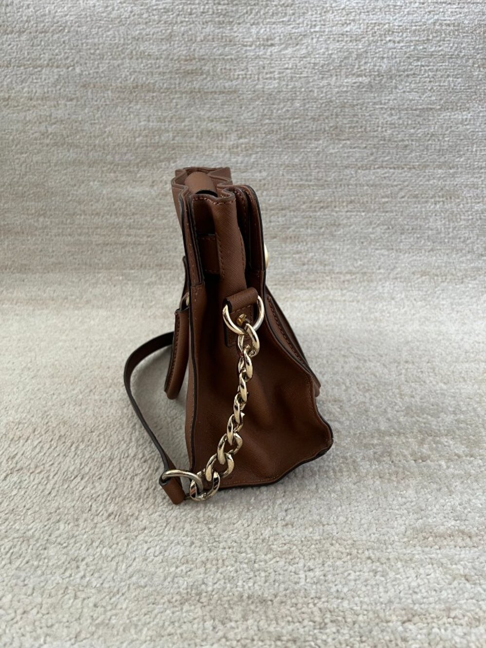 Michael Kors Hamilton Brown Leather Satchel Bag - Picture 4 of 15